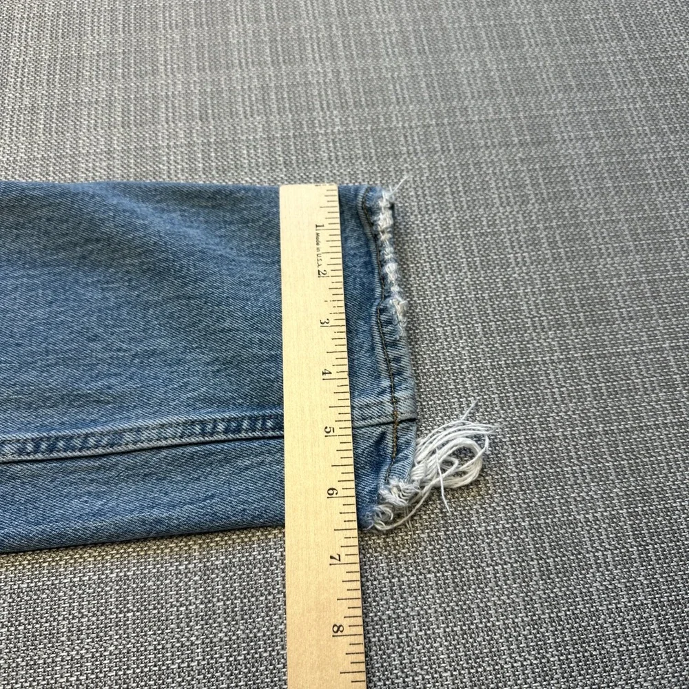 Abercrombie Fitch High Rise Mom Jeans Size 28 Distressed Blue Denim‎ Frayed